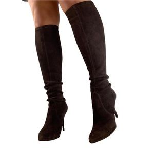 Brown suede Stuart weitzman knee high stilettos